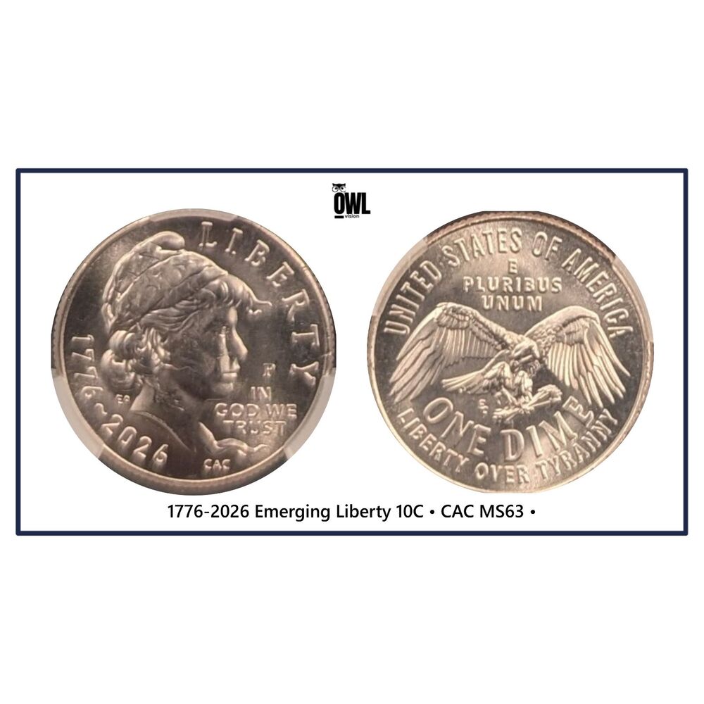 1776‑2026 Emerging Liberty Dime • MS63 CAC • Modern U.S. 10C • UMM Finds NorCal - Picture 3 of 5